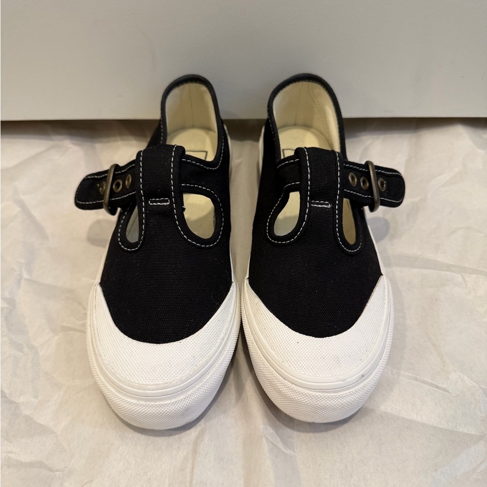 VANS Mary Jane Buckle Canvas Flats Black Women's US 5.5